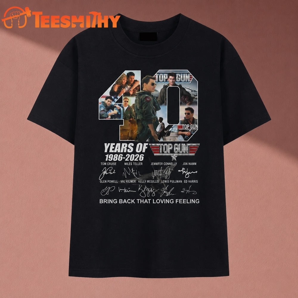 40 Years Of Top Gun 1986 2026 Cast Signatures Vintage T Shirt