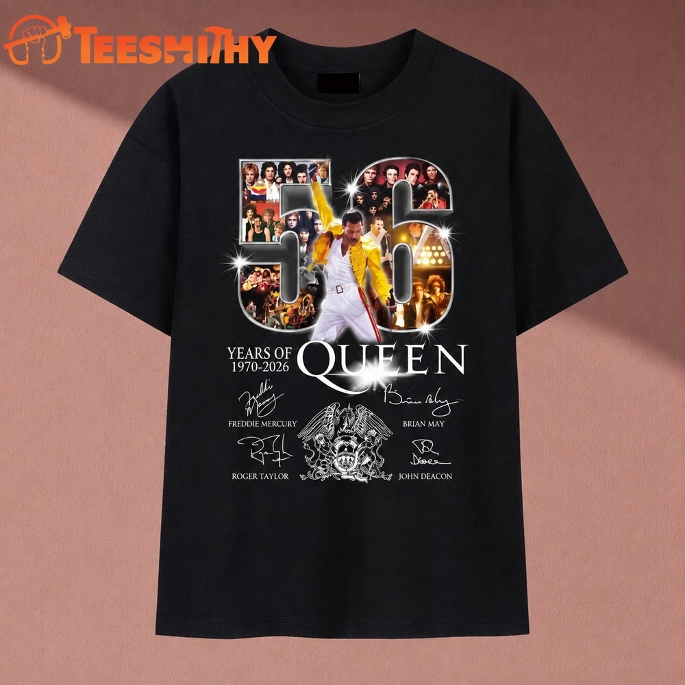 56 Years Of Queen 1970 2026 Signatures Rock Band T Shirt