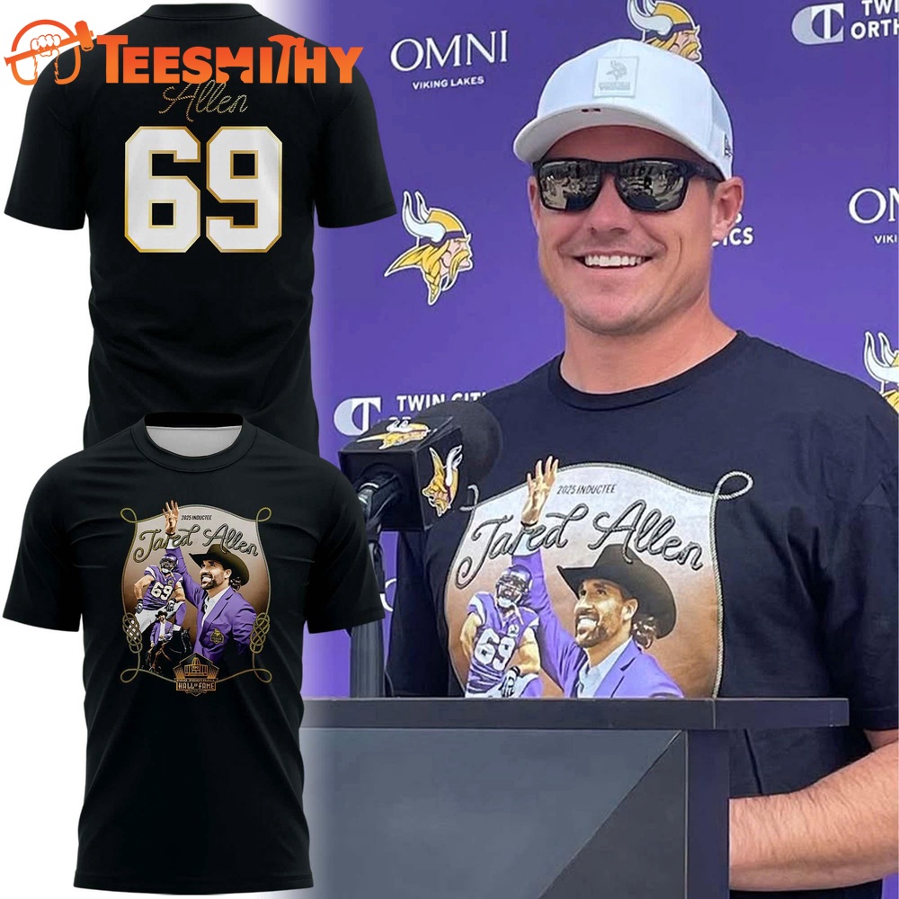 Minnesota Vikings Jared Allen Class of 2025 Unisex 3D Shirt Minnesota Vikings Jared Allen Class of 2025 Unisex 3D Shirt