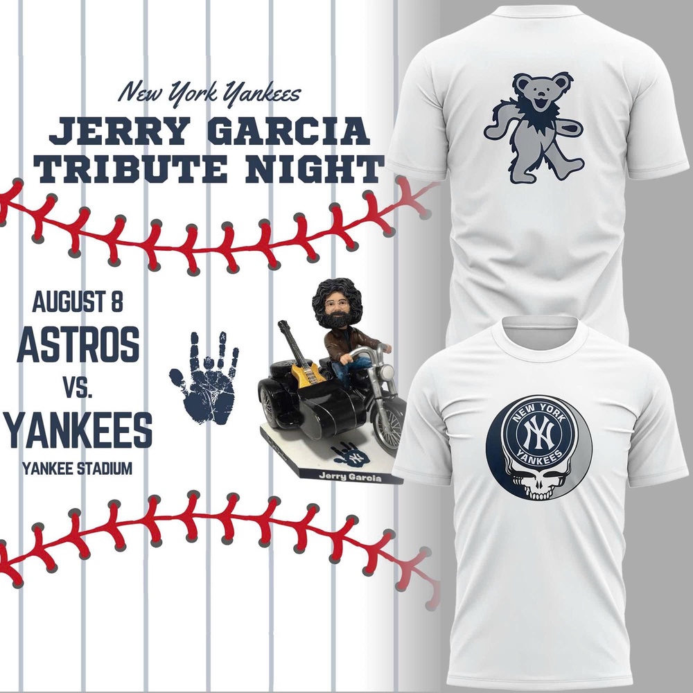 New York Yankees Grateful Dead Yankees Stadium 2025 White 3D Shirt