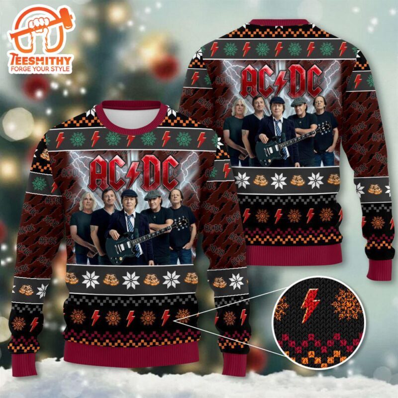 AC DC Rock Band 3D Ugly Christmas Sweater For Men And Women