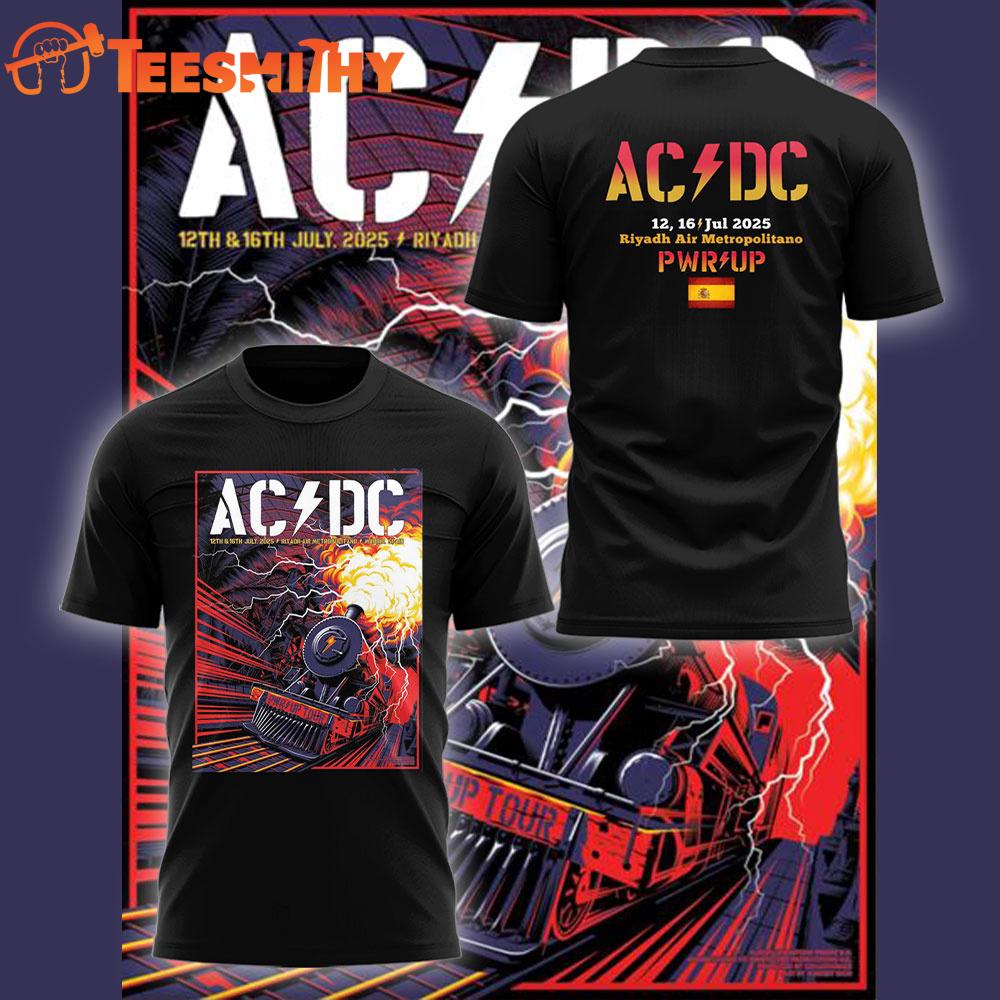 ACDC 2025 PWR Up Tour Madrid Concert Black T Shirt