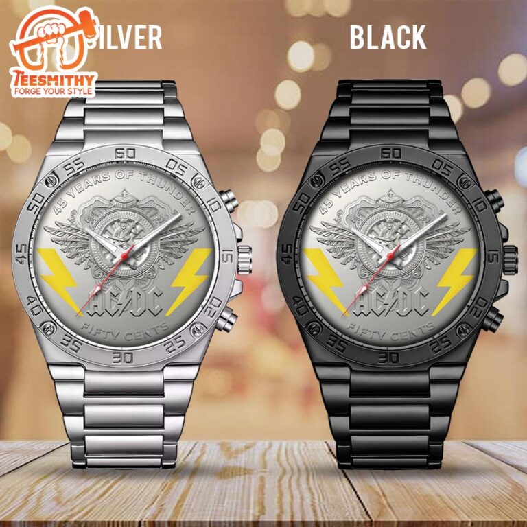 ACDC Black Stainless Steel Watch, Music Watch - Teesmithy