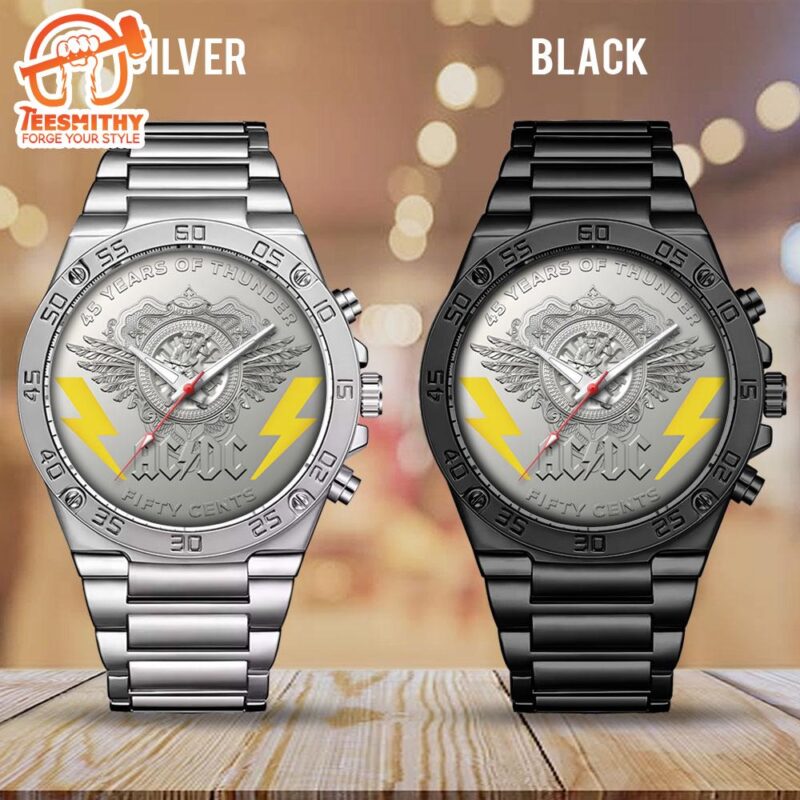 ACDC Tour 2024 Fifty Years Black Stainless Steel Watch - Teesmithy