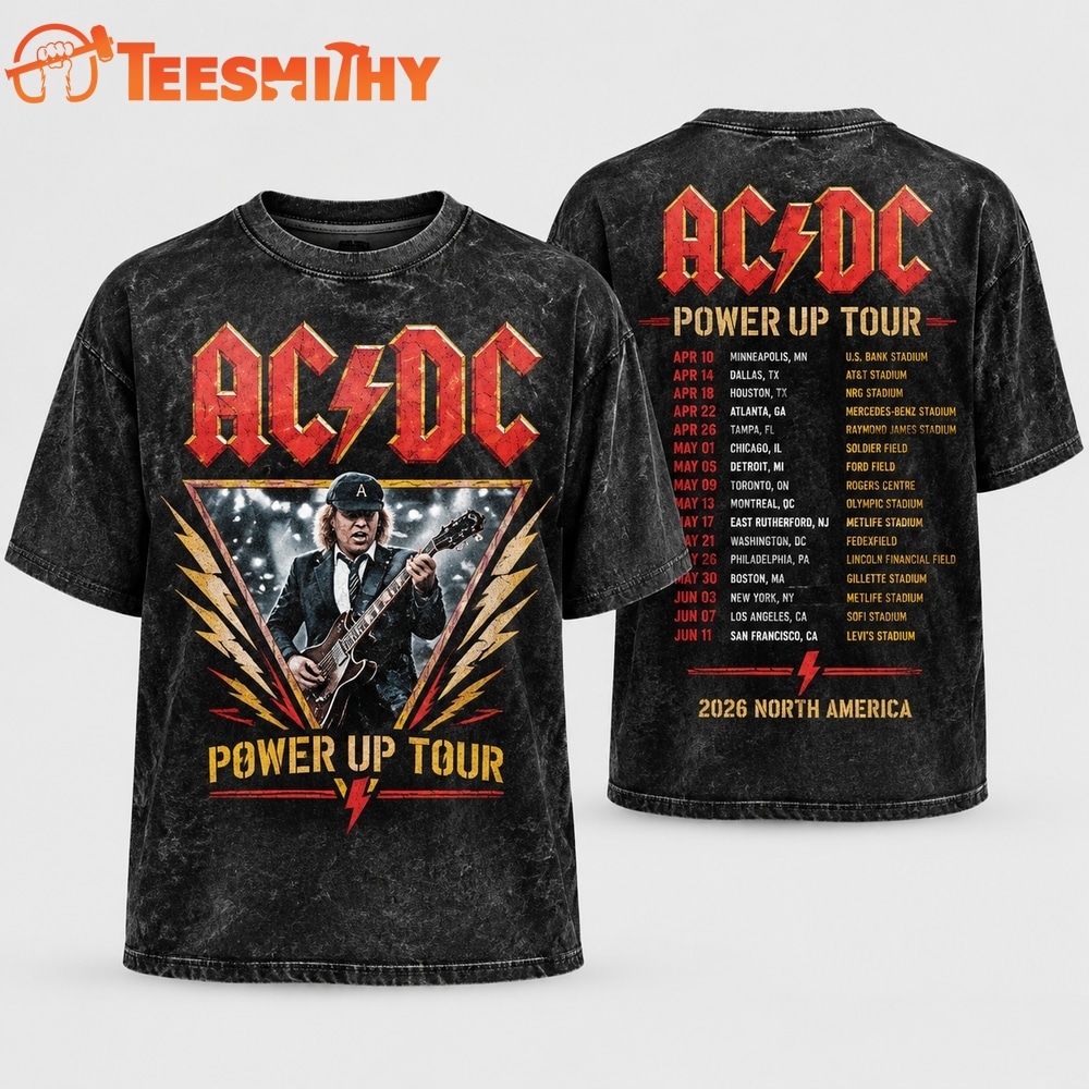 ACDC Angus Young Triangle Lightning Power Up Tour 2026 Vintage T Shirt