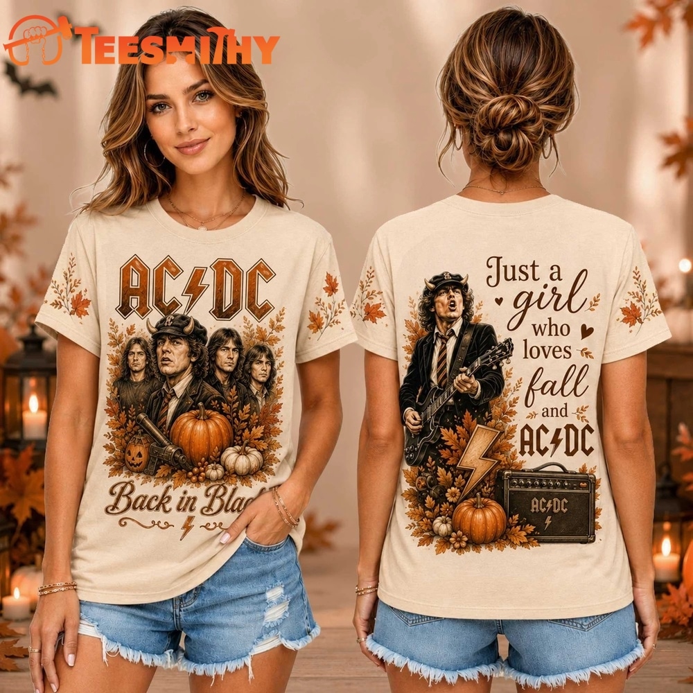 ACDC Autumn Pumpkin Fall Back in Black Unisex 3D Shirt