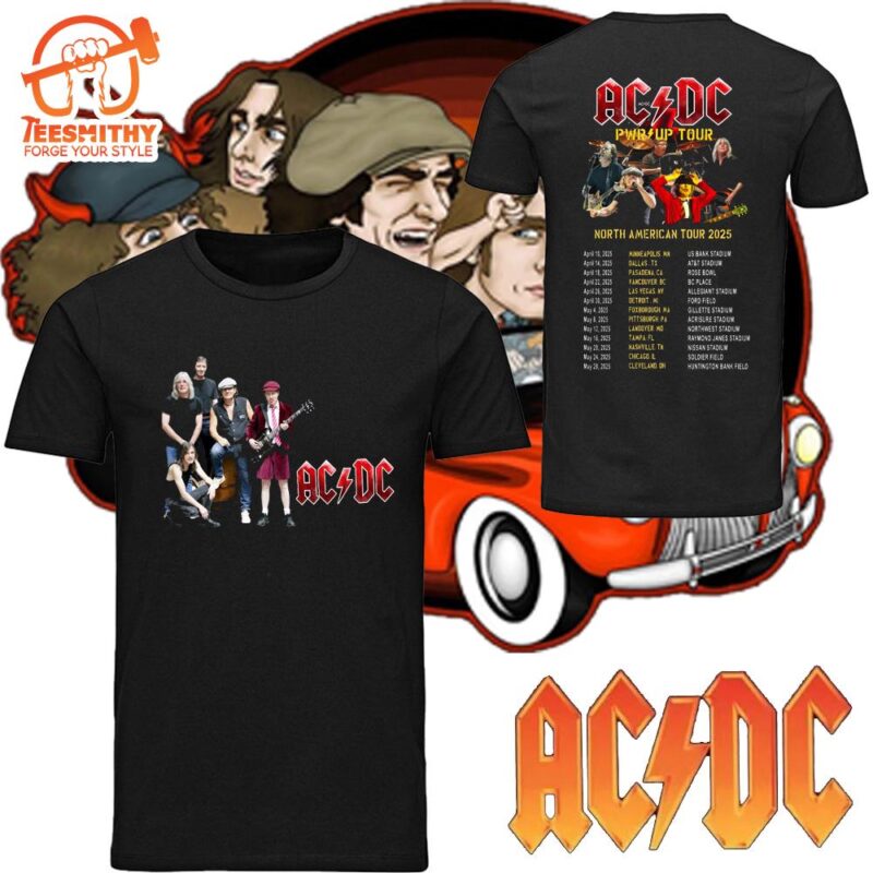 ACDC Band Tour 2025 Shirt, Rock Band ACDC Pwr up Concert Shirt - Teesmithy