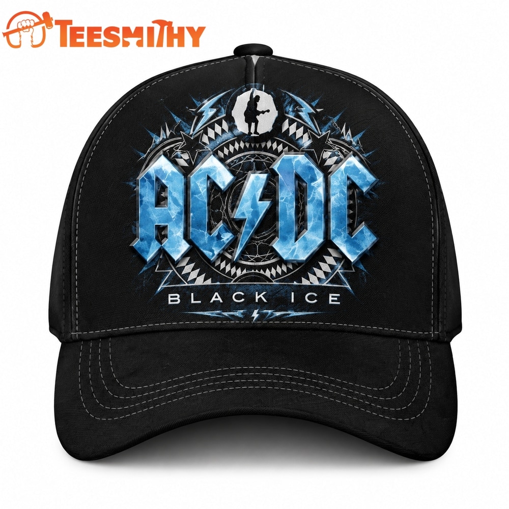 ACDC Black Ice Electric Blue Angus Silhouette Classic Baseball Cap