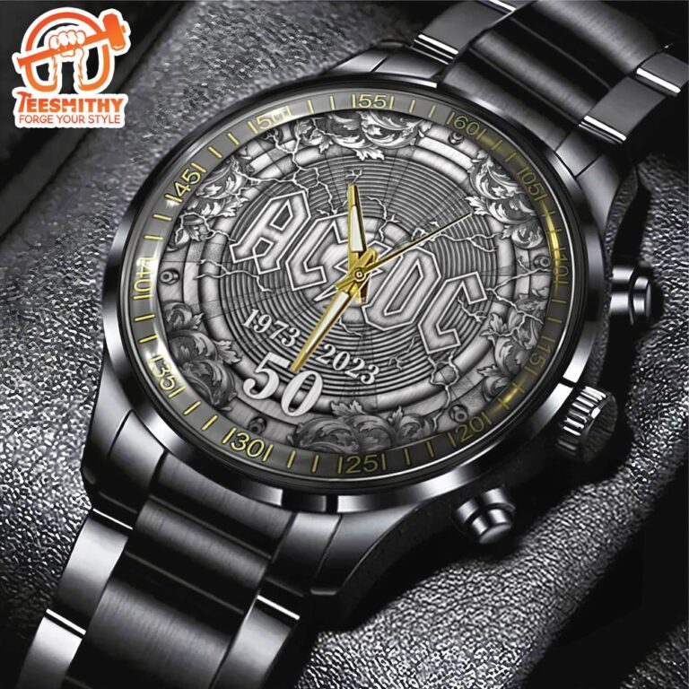 ACDC Black Stainless Steel Watch, Music Watch - Teesmithy