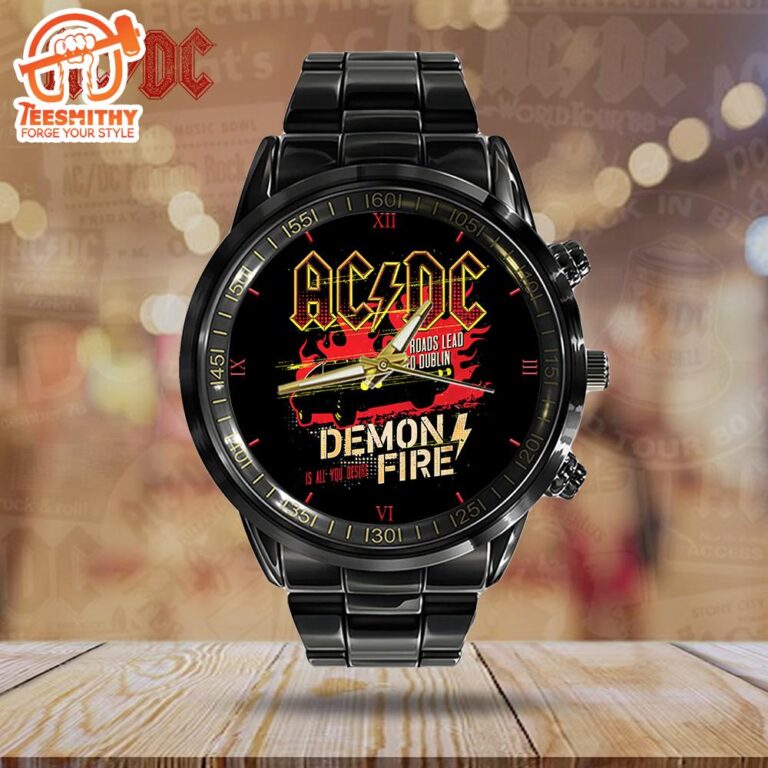 ACDC Tour 2024 Fifty Years Black Stainless Steel Watch - Teesmithy