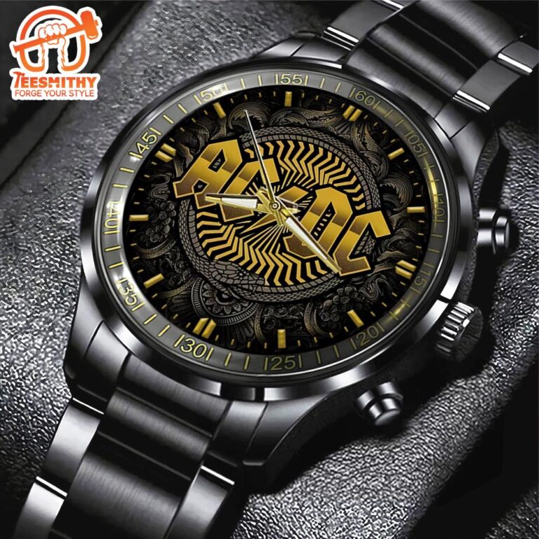 ACDC Tour 2024 Fifty Years Black Stainless Steel Watch - Teesmithy