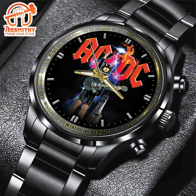 ACDC Black Stainless Steel Watch, Music Watch - Teesmithy