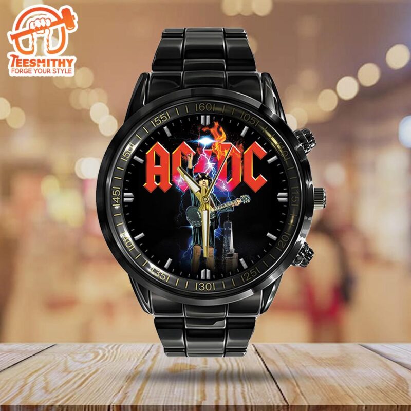 ACDC Black Stainless Steel Watch, Music Watch - Teesmithy