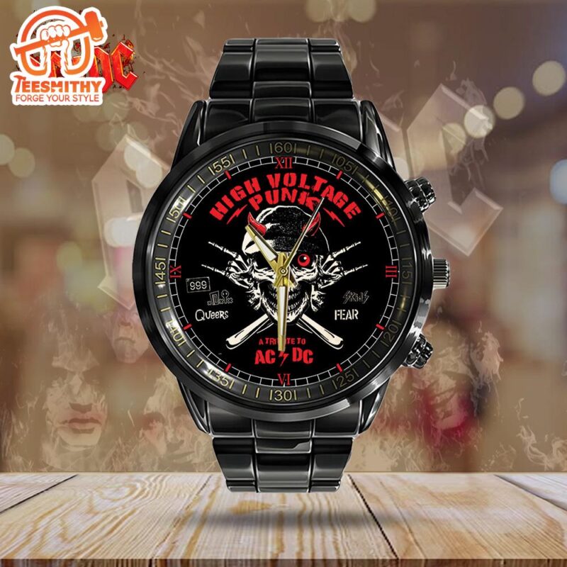 ACDC Tour 2024 Fifty Years Black Stainless Steel Watch - Teesmithy