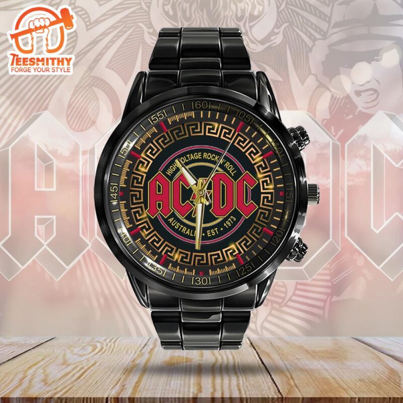 ACDC Tour 2024 Fifty Years Black Stainless Steel Watch - Teesmithy