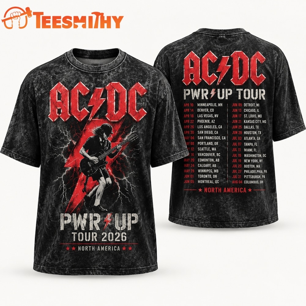ACDC Electric Red Lightning Power Up Tour 2026 Vintage Concert T Shirt