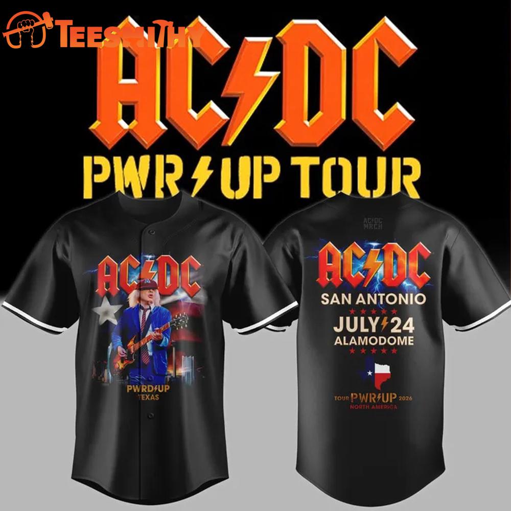 ACDC Exclusive San Antonio TX Event Power Up Tour 2026 At Alamodome Baseball Jersey