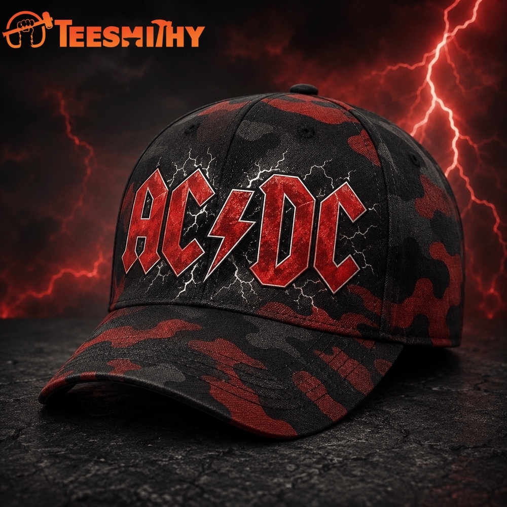 ACDC High Voltage Thunderstorm Red Camo Rock Classic Cap