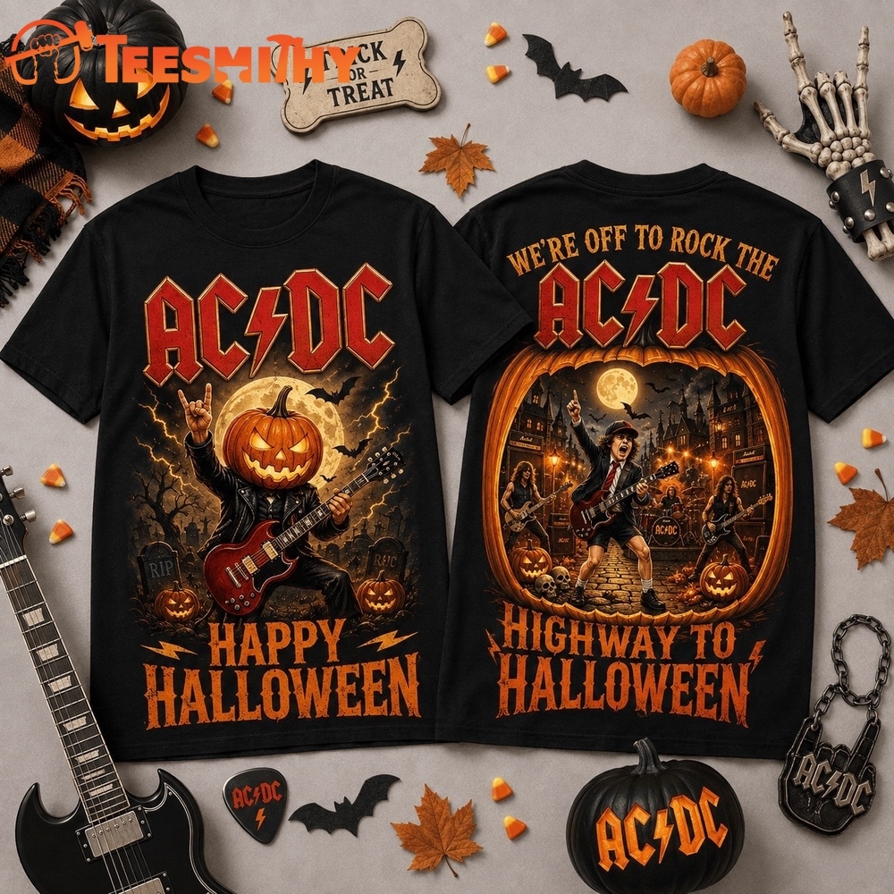 ACDC Highway to Halloween Pumpkin Rock T Shirt