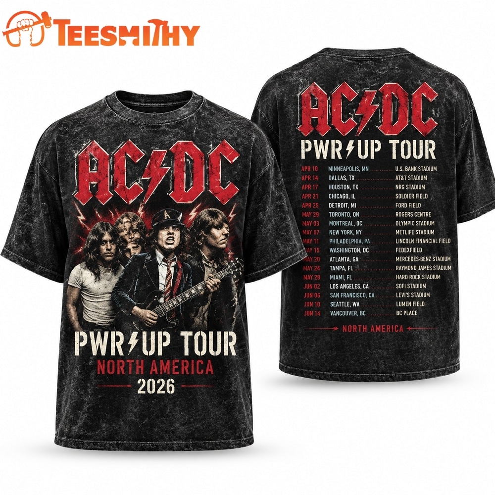 ACDC Official Vintage Style Power Up Tour 2026 Band Graphic T Shirt