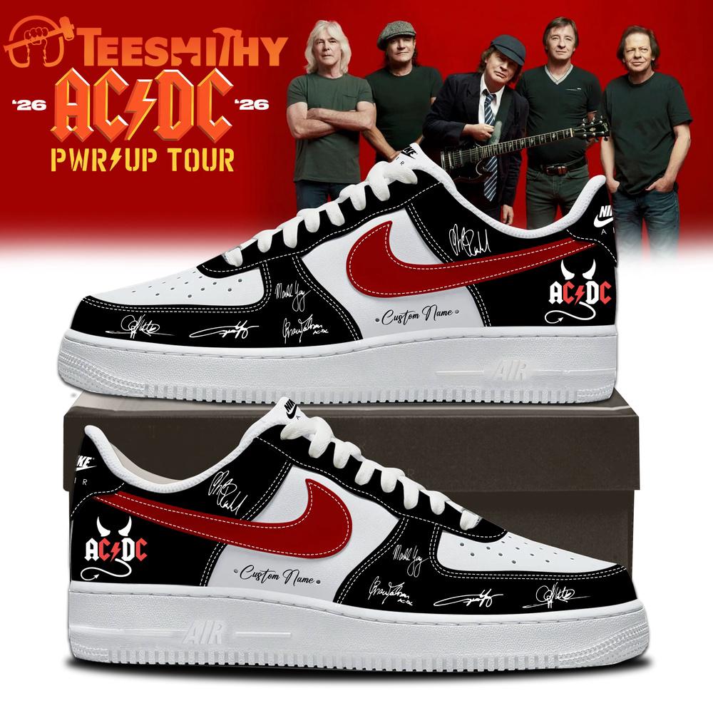 ACDC Power Up Tour 2026 Limited Edition Signature Black Air Force 1 Shoes