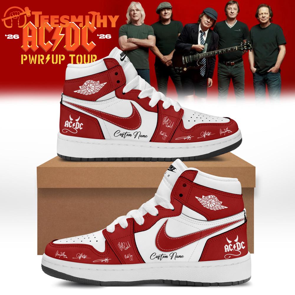 ACDC Power Up Tour 2026 Limited Edition Signature Red Air Jordan 1 Shoes