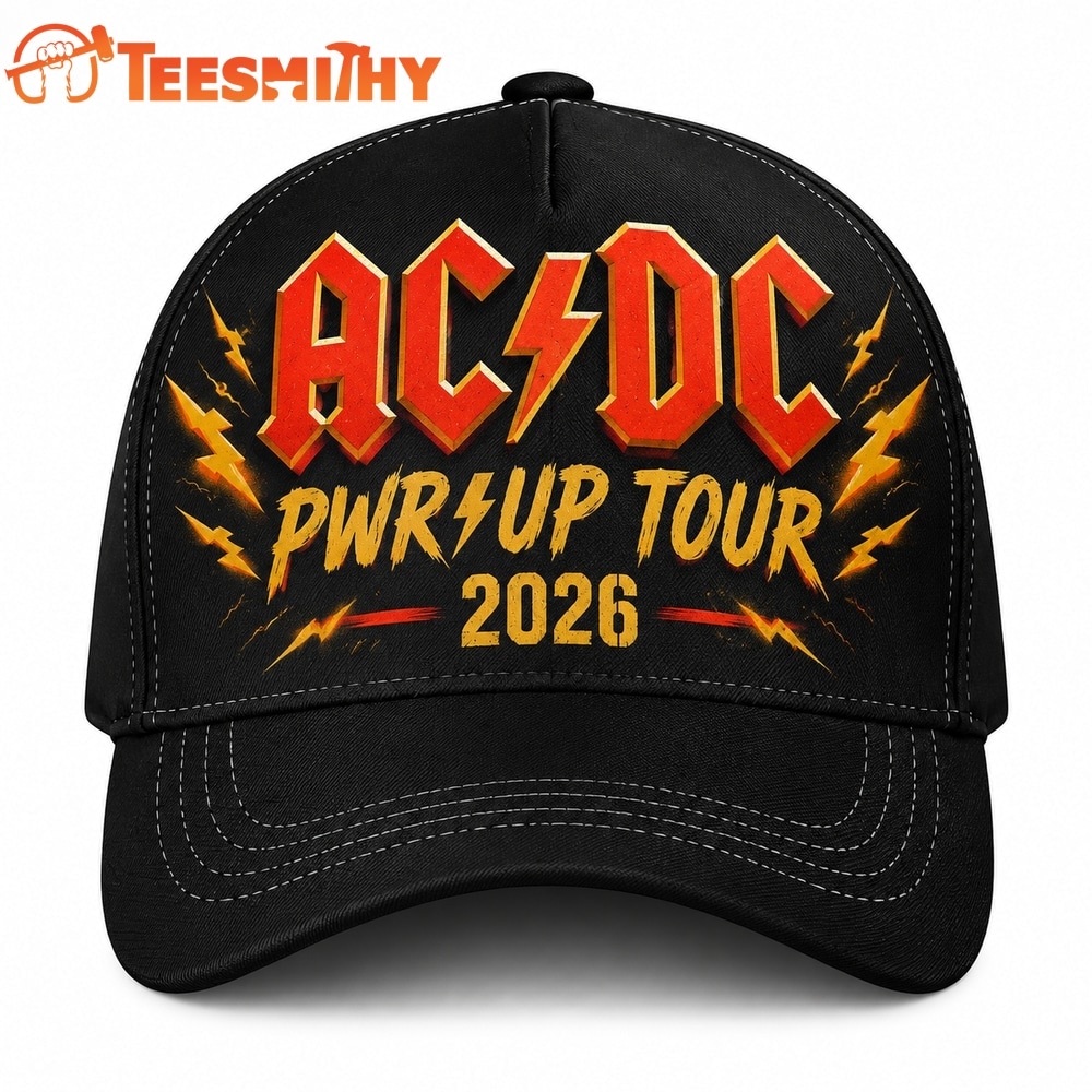 ACDC Power Up Tour 2026 Red Lightning Graphic Black Classic Cap
