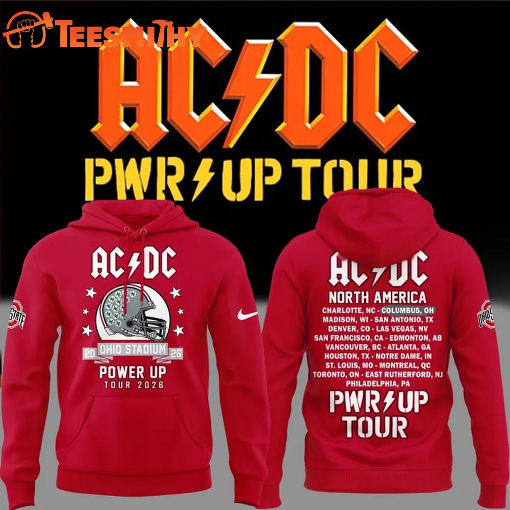 ACDC Power Up Tour 2026 x Ohio State Buckeyes Football Red Hoodie