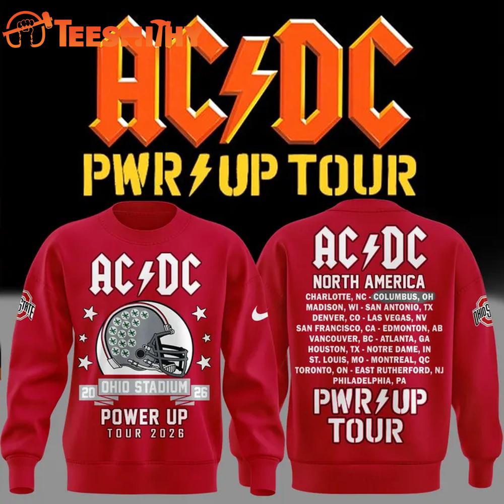 ACDC Power Up Tour 2026 x Ohio State Buckeyes Football Red Sweatshirt