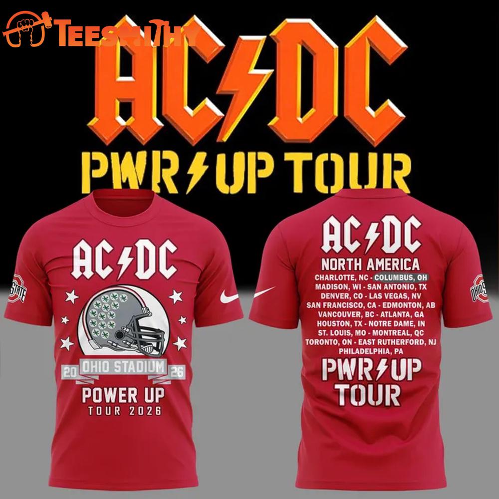 ACDC Power Up Tour 2026 x Ohio State Buckeyes Football Red T Shirt