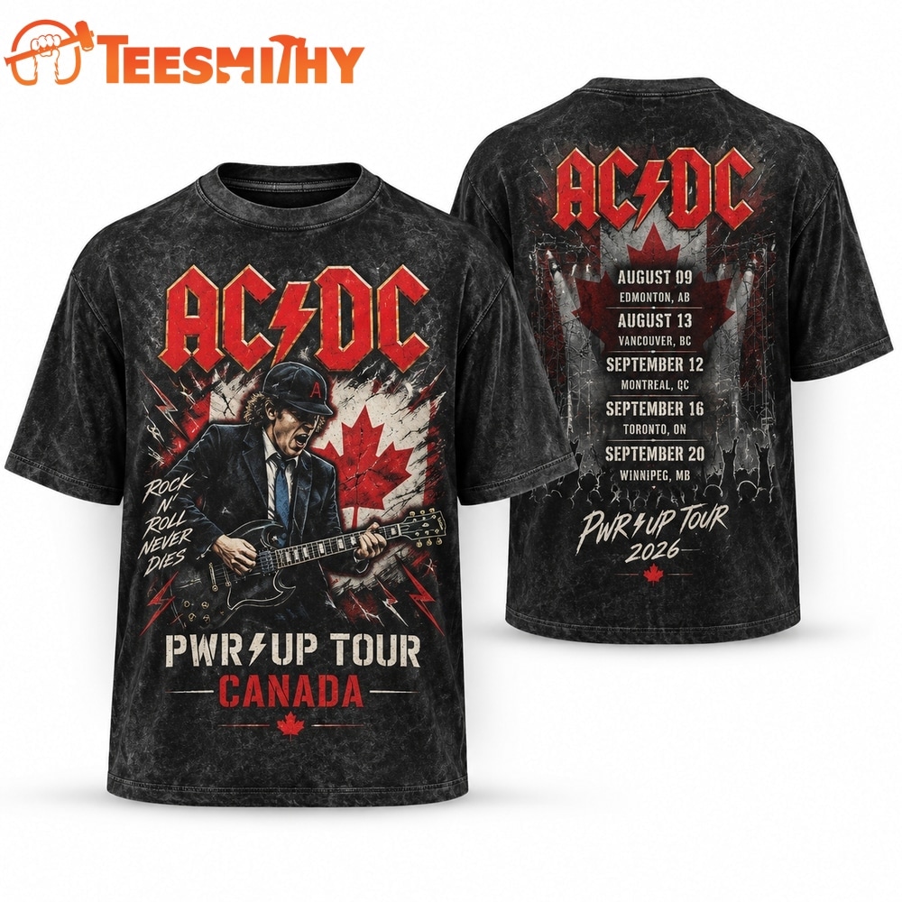 ACDC PWR UP Tour Canada 2026 Rock N Roll Never Dies Vintage T Shirt