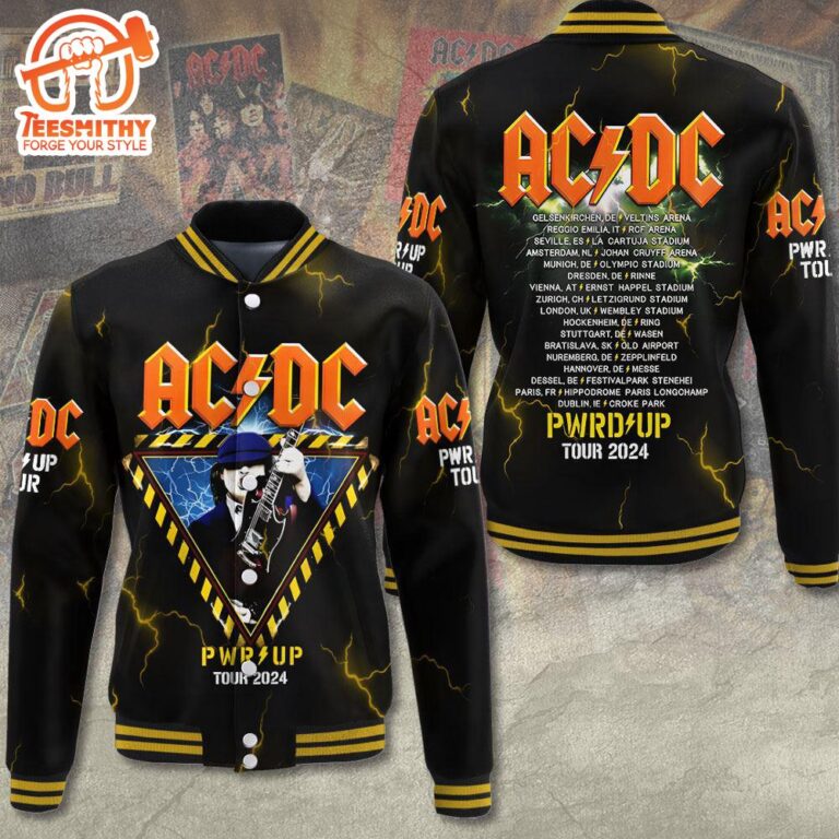 ACDC Varsity Jacket Tour Music 2024 Shirt - Teesmithy