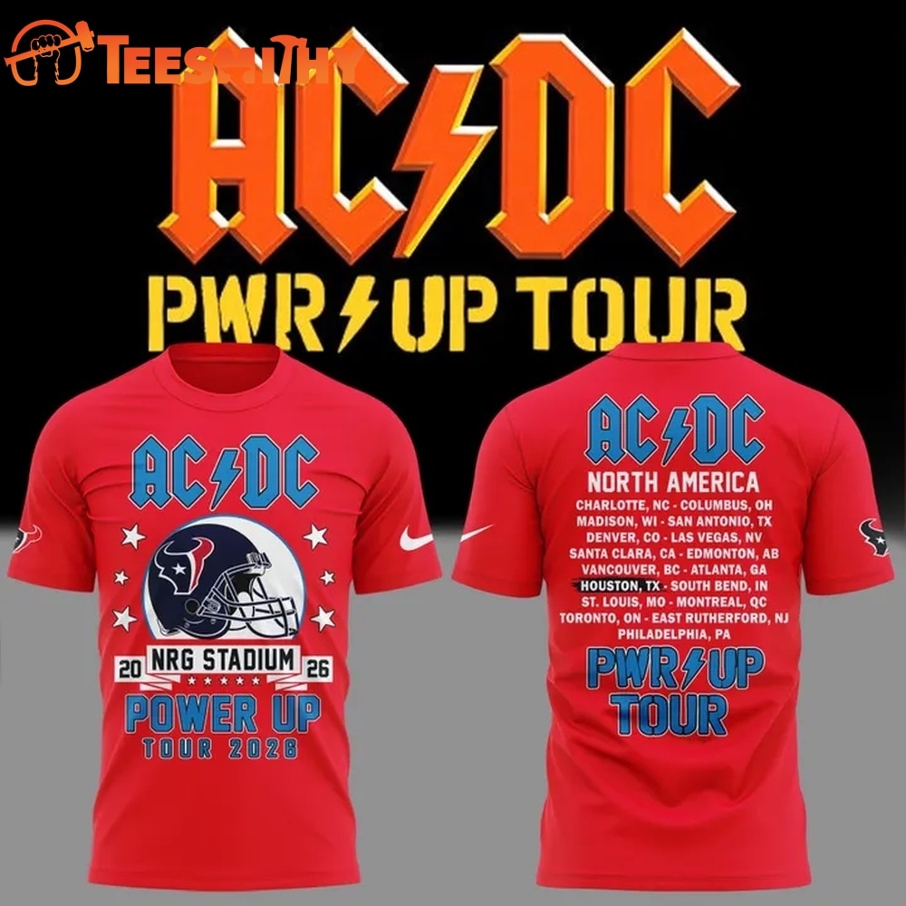 ACDC x Houston Texans Power Up Tour 2026 Red T Shirt
