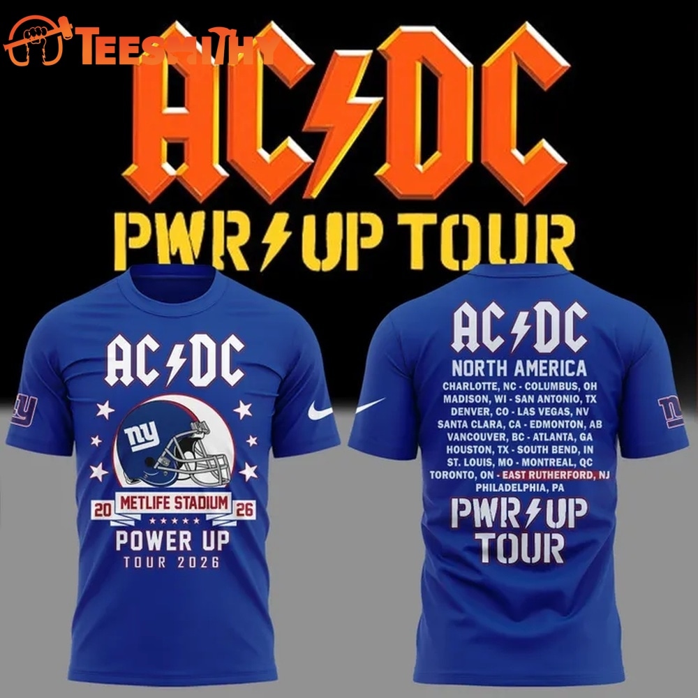 ACDC x New York Giants Event Shirt POWER UP TOUR 2026 Limited Edition 3D Shirt