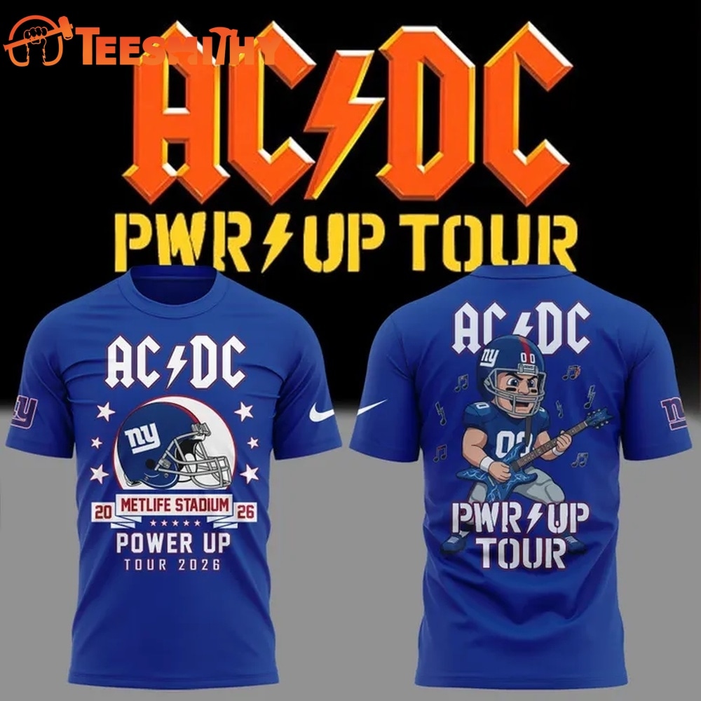 ACDC x New York Giants POWER UP TOUR 2026 Mascot Design 3D Shirt