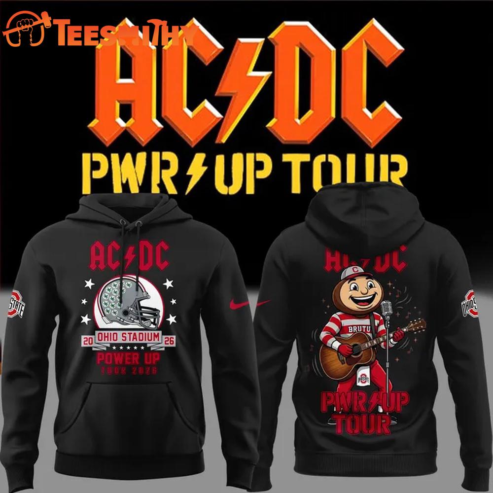 ACDC x Ohio State Buckeyes Football Mascot Power Up Tour 2026 Exclusive Black Hoodie