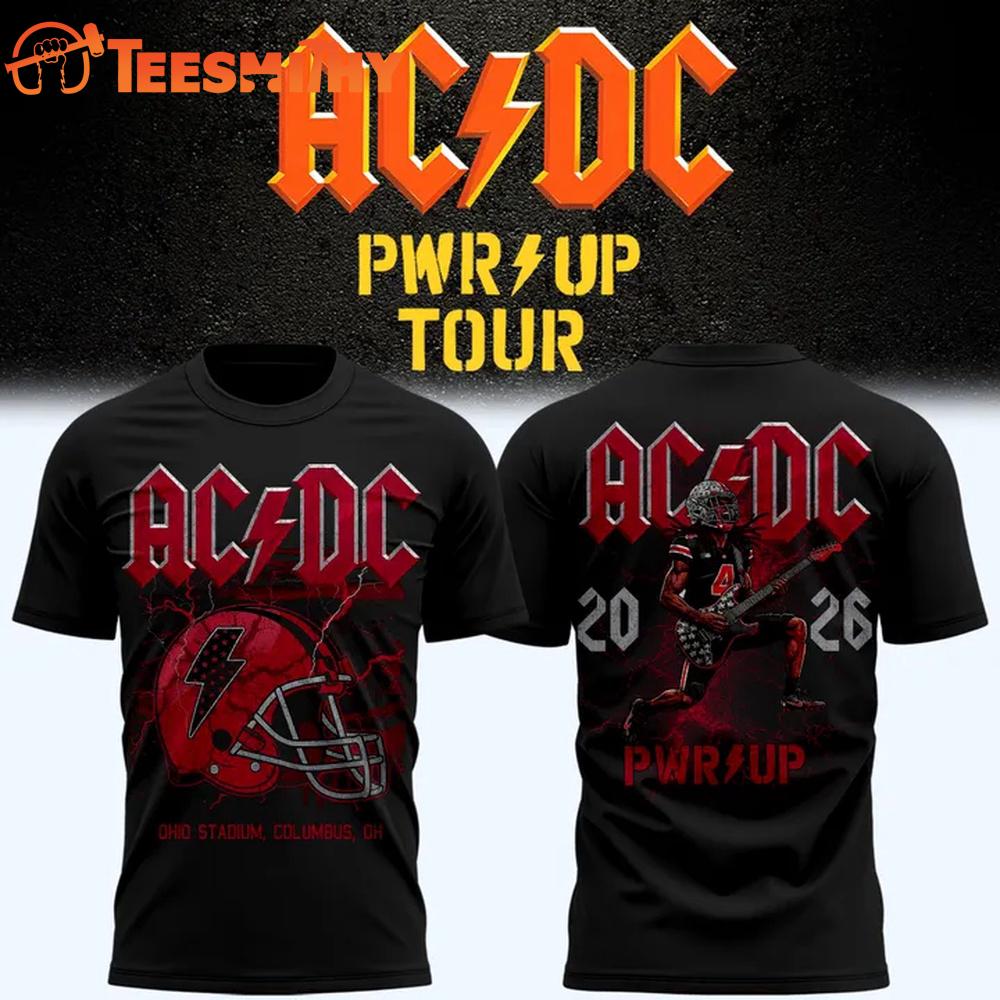 ACDC x Ohio State Buckeyes Football Power Up Tour 2026 Black T-Shirt