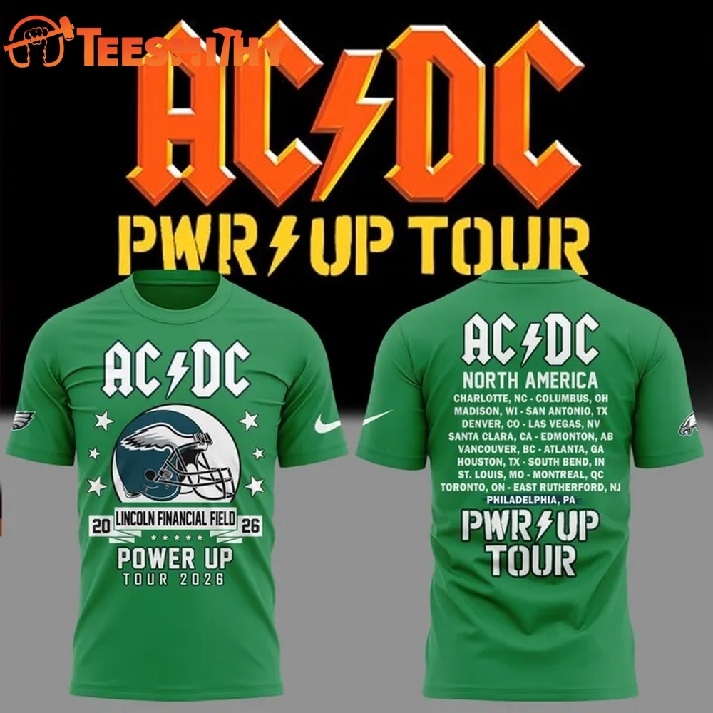 ACDC x Philadelphia Eagles POWER UP TOUR 2026 Newest T Shirt