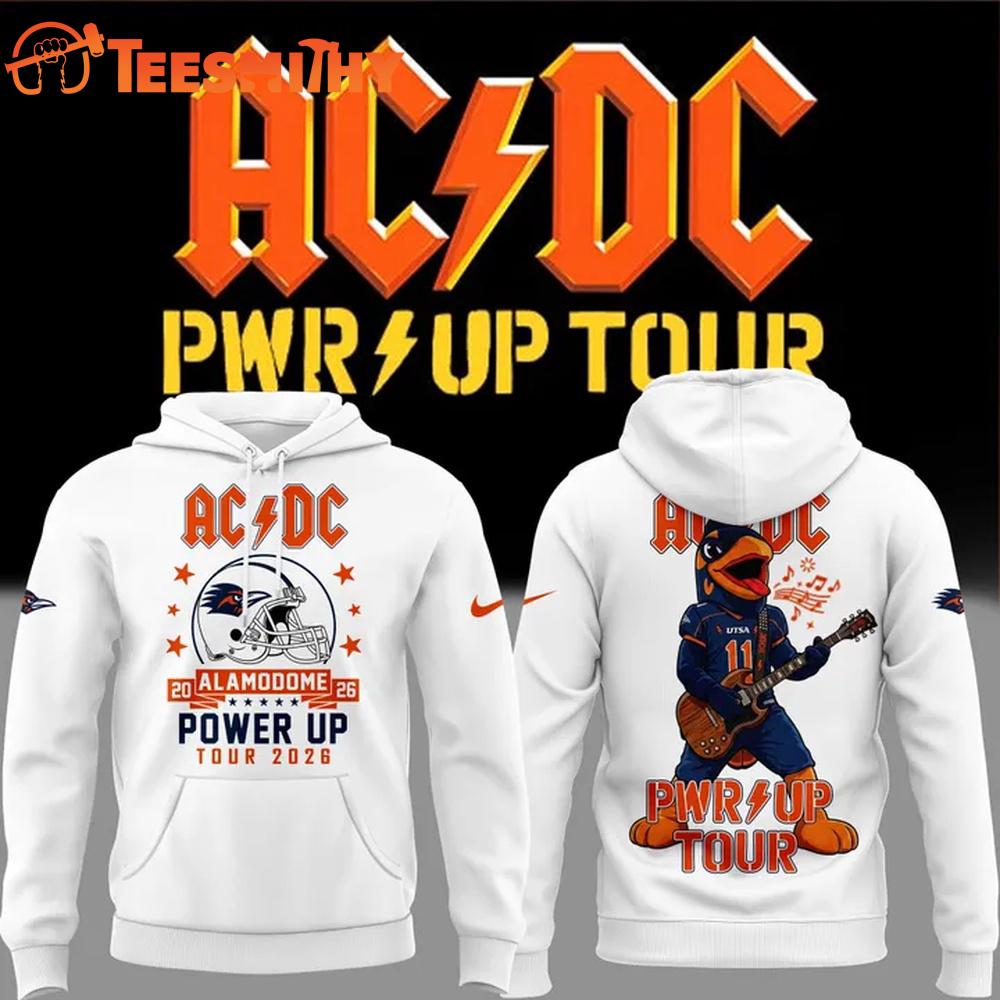 ACDC x UTSA Roadrunners Football Power Up Tour 2026 White Hoodie