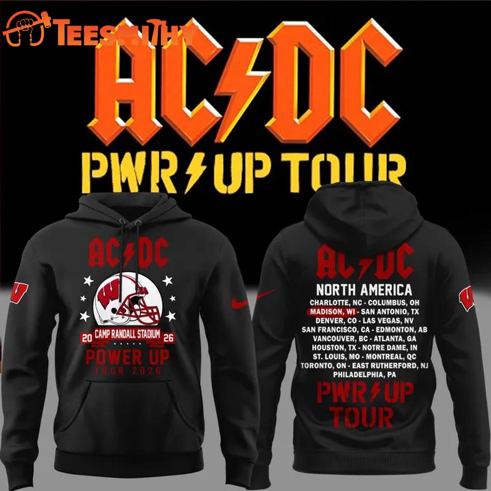 ACDC x Wisconsin Badgers Football Power Up Tour 2026 Black Hoodie