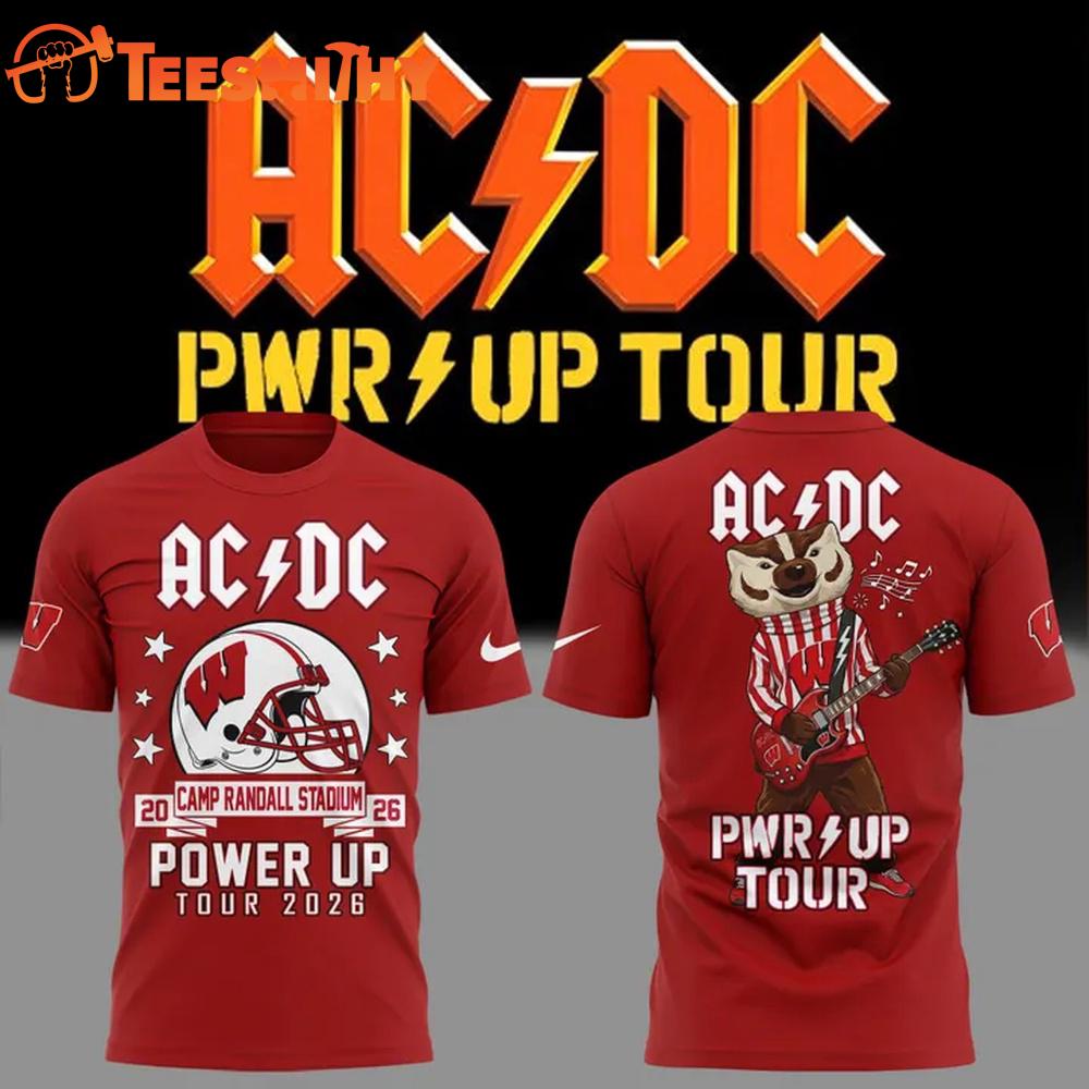 ACDC x Wisconsin Badgers Football Power Up Tour 2026 Red T Shirt