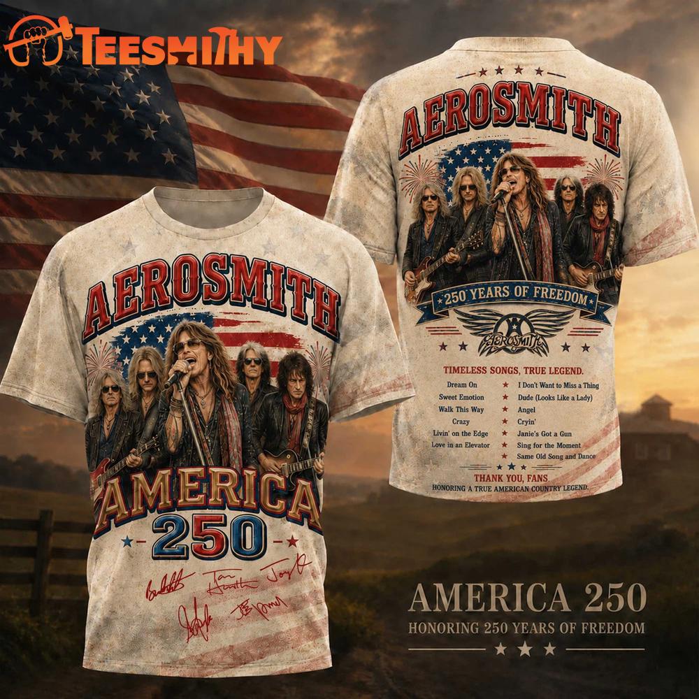 Aerosmith America Honoring 250 Years of Freedom 2026 T Shirt
