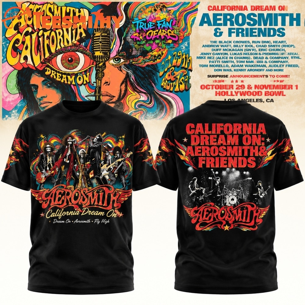 Aerosmith California Dream On 2026 Hollywood Bowl Graphic Black 3D Shirt