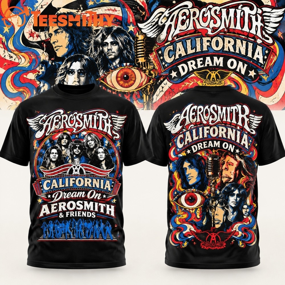 Aerosmith California Dream On 2026 Hollywood Bowl Graphic New Design 3D Shirt