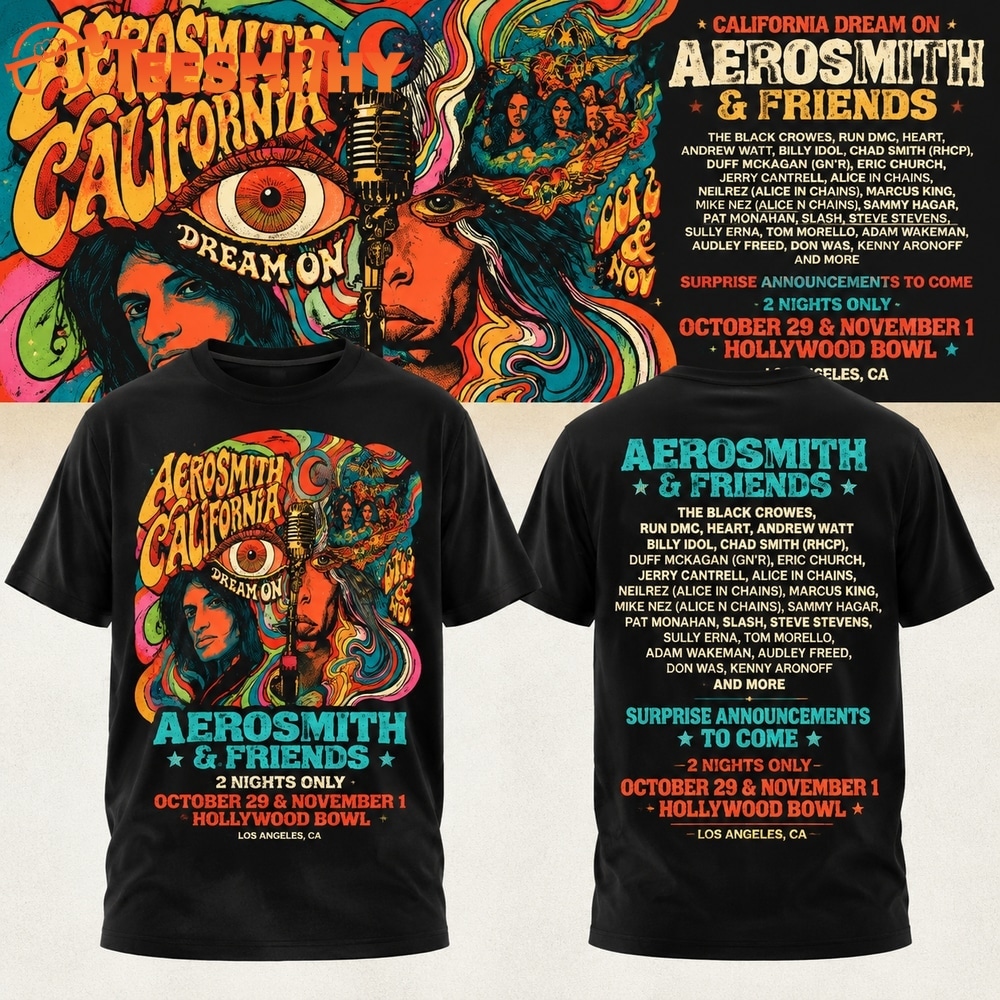 Aerosmith California Dream On 2026 Hollywood Bowl Graphic Schrdule T Shirt