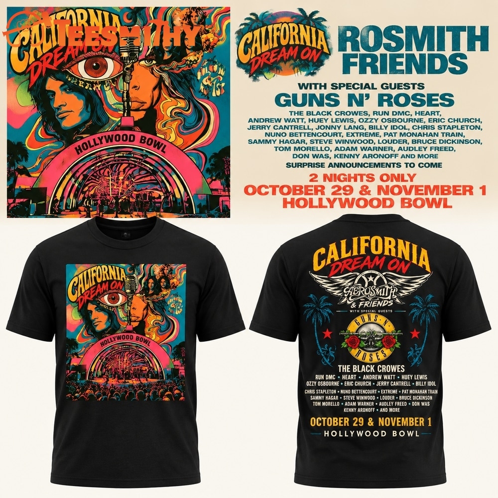 Aerosmith California Dream On 2026 Hollywood Bowl Graphic T Shirt