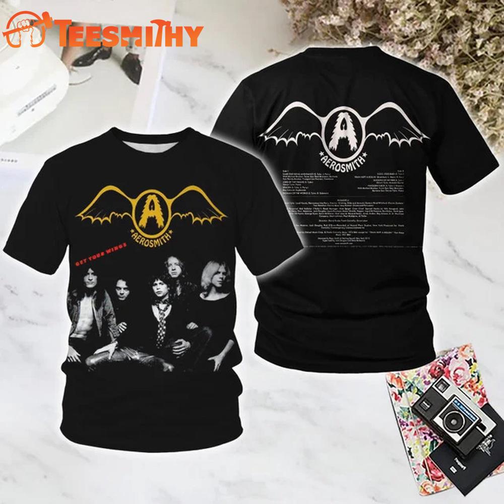 Aerosmith Get Your Wings All Over Printed T Shirt