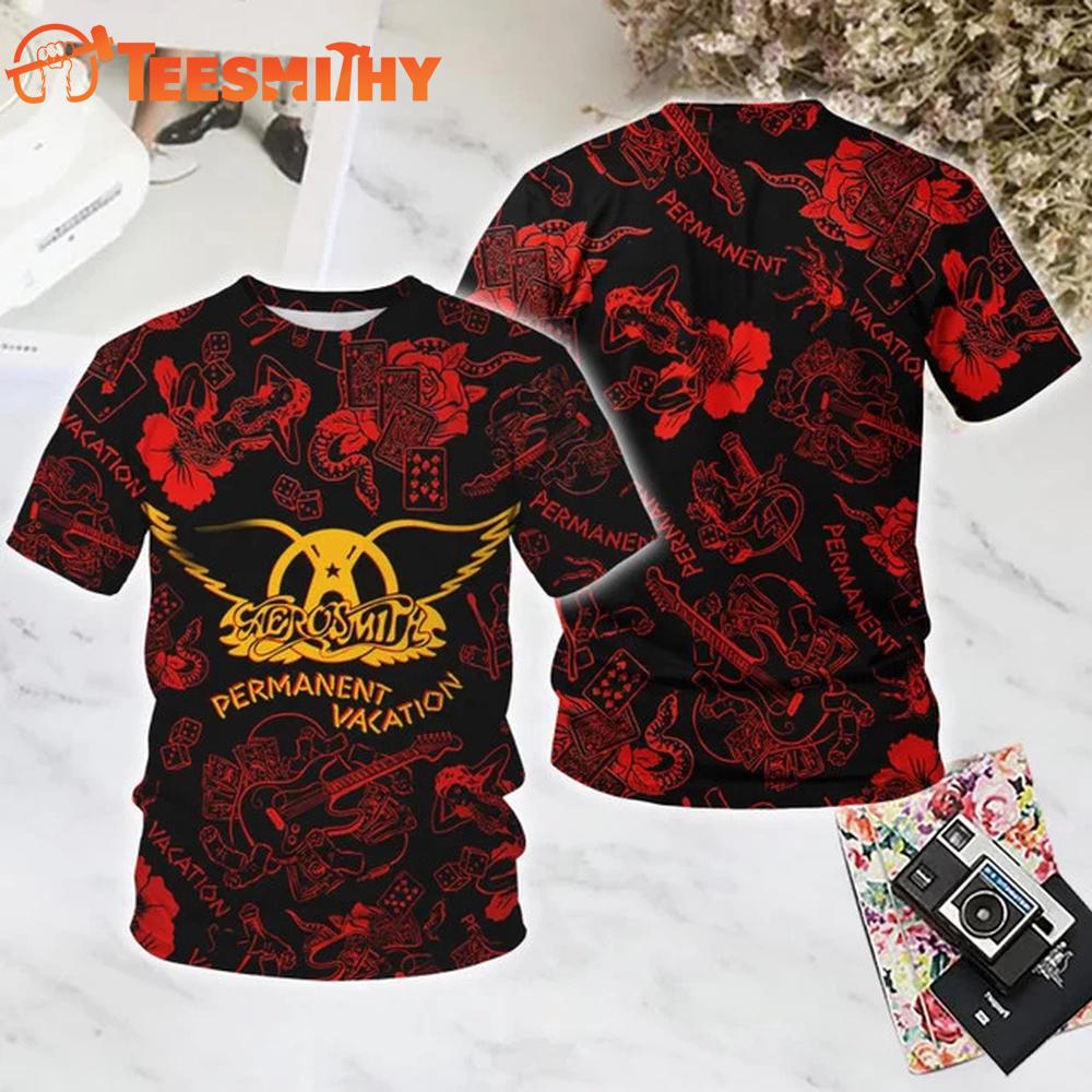 Aerosmith Permanent Vacation All Over Printed T Shirt