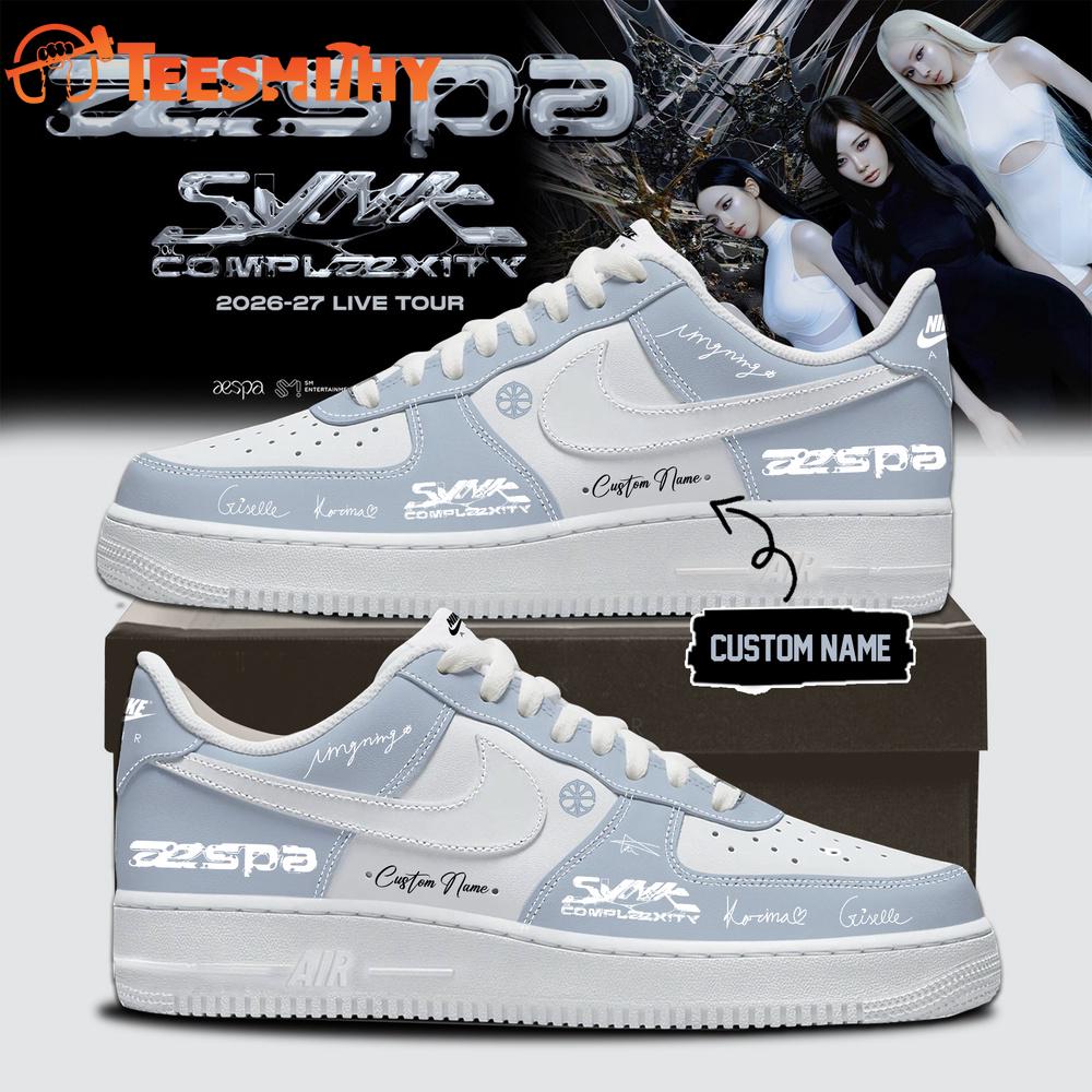 AESPA LIVE TOUR SYNK COMPLaeXITY Signature 2026 Blue Air Force 1 Shoes