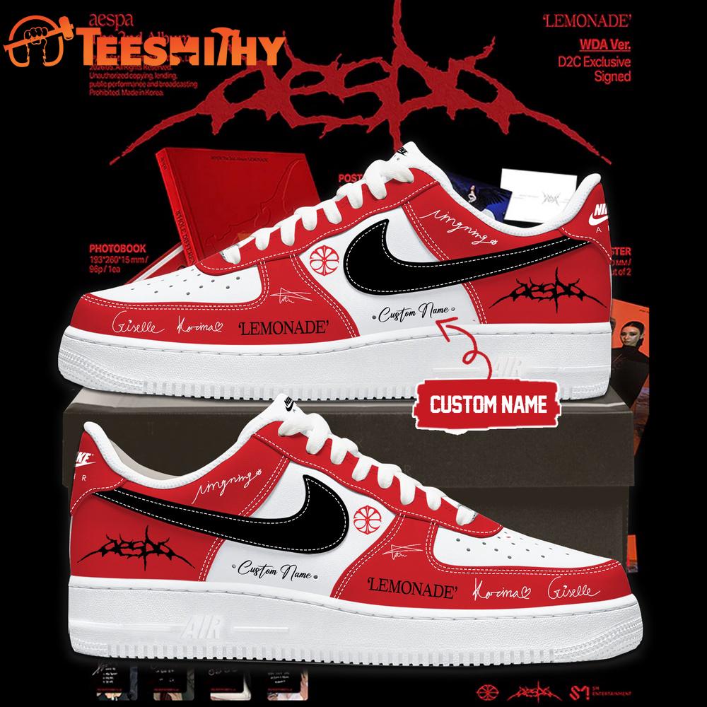 Aespa The 2nd Album LEMONADE 2026 Custom Red Air Force 1 Shoes